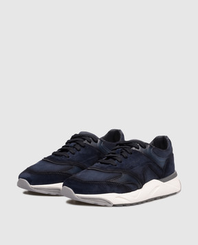 Santoni Blue suede sneakers with perforations MBIM22112BGRTOKC