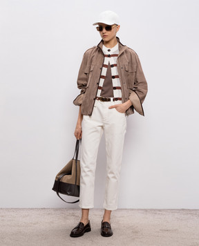Brunello Cucinelli White striped cardigan M19225716
