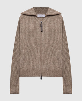 Brunello Cucinelli Brown cashmere cardigan with lurex MTX755606P