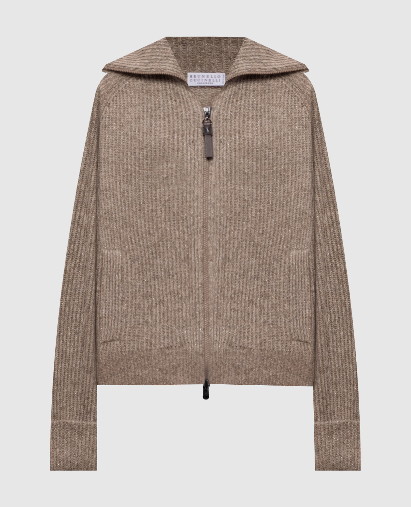 Brown cashmere cardigan with lurex Brunello Cucinelli