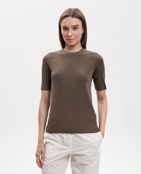 The Row Ozzi brown silk top 11119Y738
