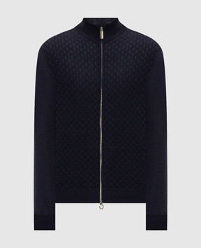 Stefano Ricci Blue cardigan made of wool, cashmere and silk K202026R31F26394
