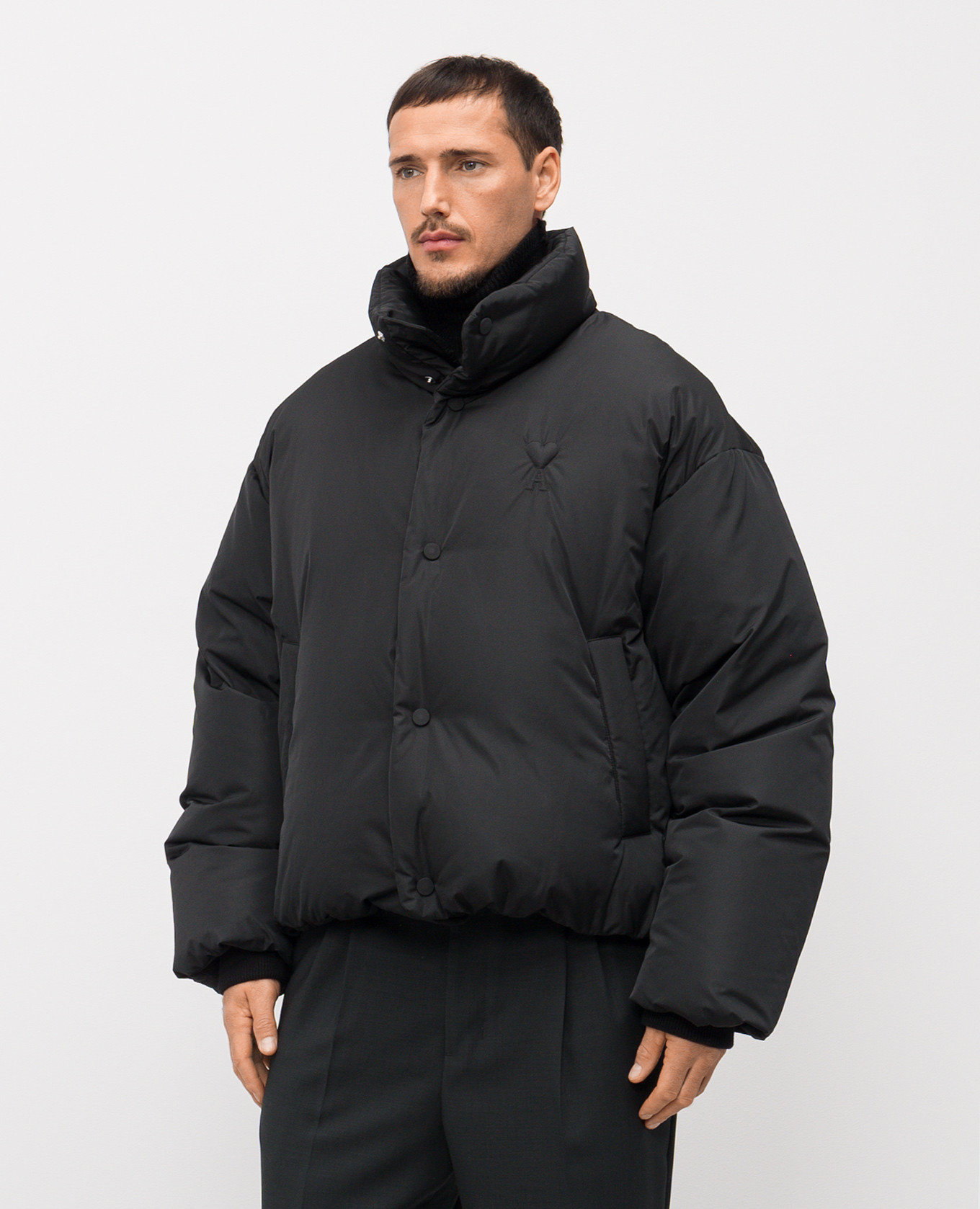 Black down jacket with emblem Ami Paris 3