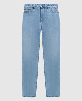 Solotre Blue jeans with logo patch M1AB0136