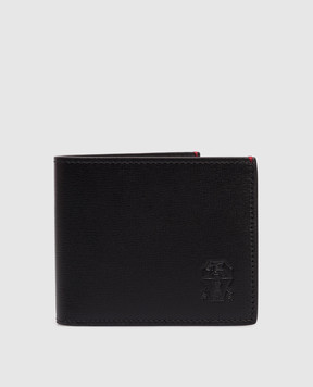 Brunello Cucinelli Black leather wallet with embossed logo MWRLBU006