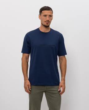Brunello Cucinelli Blue T-shirt with embroidered inscription M0B138518