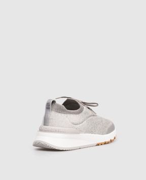 Brunello Cucinelli Grey sneakers with textured logo MZUEHRO342