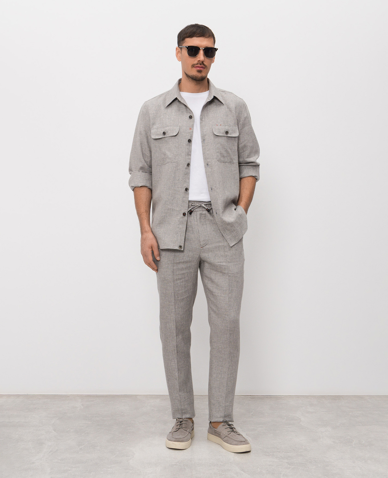 Gray linen and wool shirt ISAIA 2