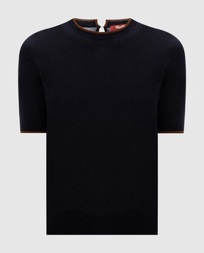 Max Mara TAGENDA blue silk and wool top MSTAGENDA