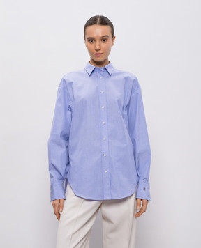 Brunello Cucinelli Blue shirt with a monil chain MA795NL916