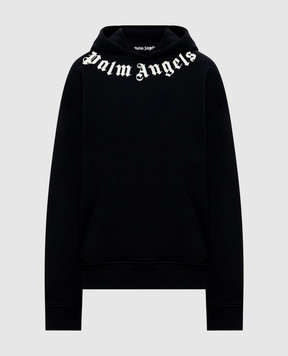 Palm Angels Black hoodie with a print of the inscription PAMBB003FL001w