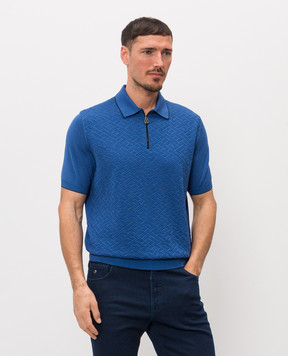 Stefano Ricci Blue silk polo shirt K616452P31F26117
