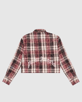 Palm Angels Children's burgundy checked shirt F6PAJGSI134