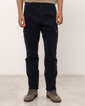C.P. Company Blue cargo pants with logo patch MPA732A005529G