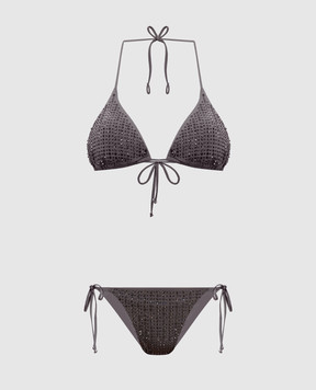 Venuja Gray MALIBU swimsuit with crystals BI005A