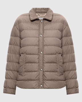 Peserico Brown down jacket with monil chain A2411406957