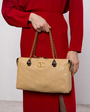 Valentino Beige leather bag Panthea with Swarovski crystals 8W0B0S70UYF