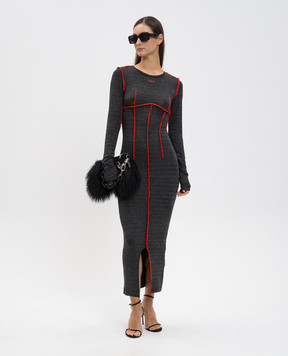 Off-White Grey melange midi dress with logo 2DB54ZF25JER001