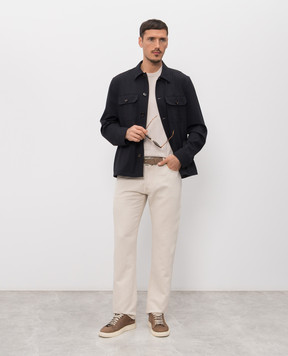 MooRER Beige MILTON jeans with linen MILTON25ECRU
