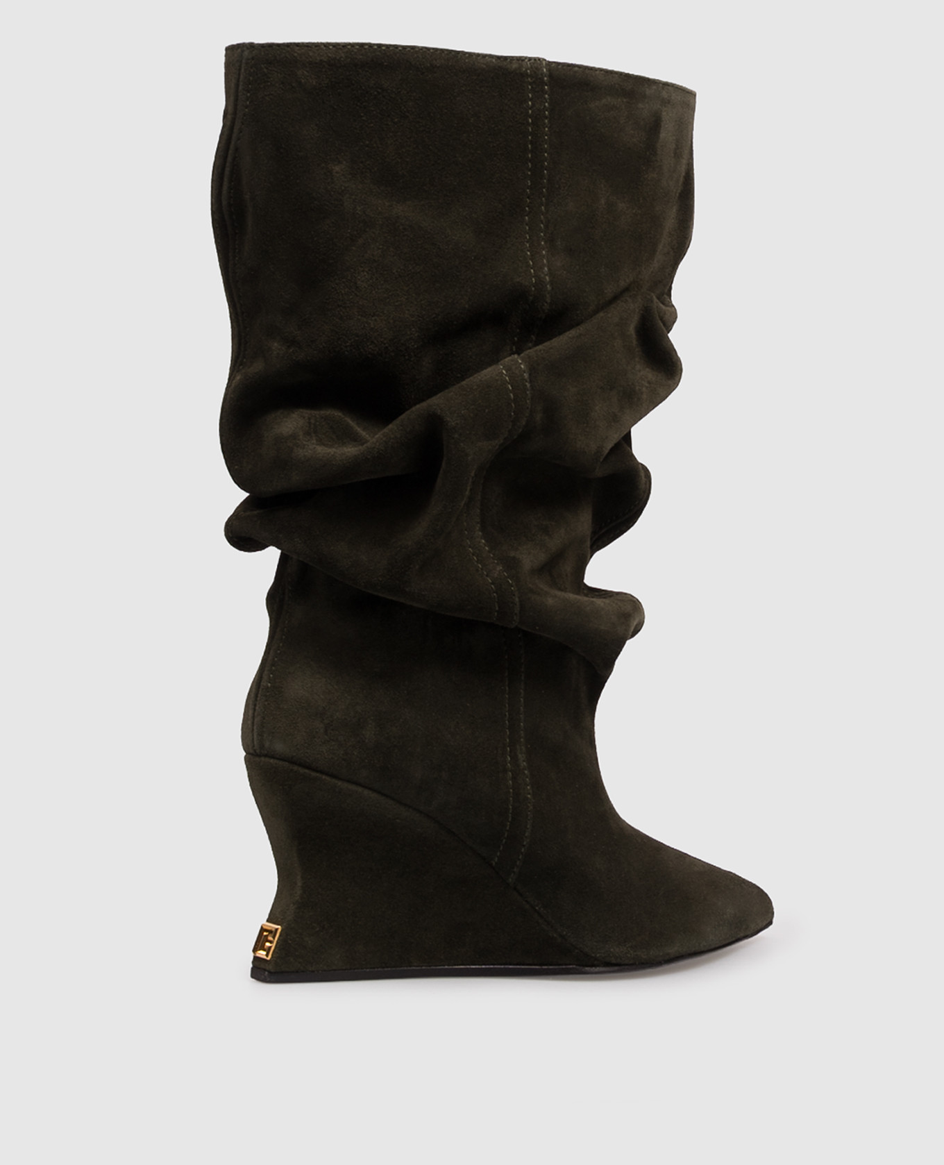 Green suede wedge ankle boots Balmain 3