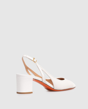 Santoni White leather slingbacks with cutouts WDNC71546HA2NOGO
