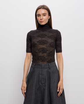 Brunello Cucinelli Dark brown patterned top MFR491704P