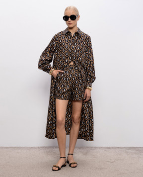Max Mara Black QUINOA printed silk shorts MXMQUINOA