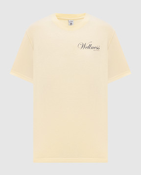 Sporty & Rich Avenue yellow T-shirt with contrast print TO11976083YE02
