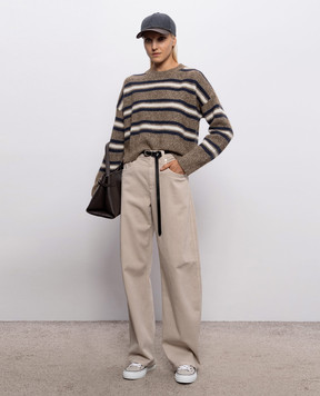 Brunello Cucinelli Brown striped cashmere and wool jumper MTX767910