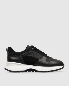 Doucal's Black combination sneakers with textured logo DD8828WHINPF800