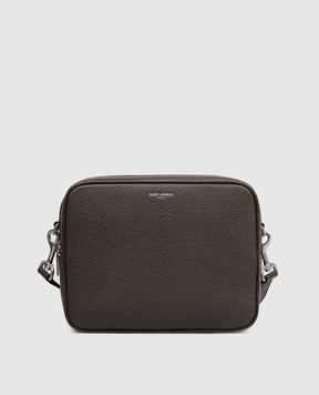 Saint Laurent Brown leather bag with logo print 862255AAF98