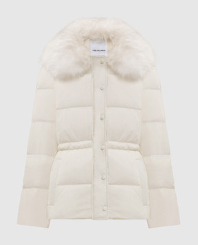 Yves Salomon Army Ivory down jacket with fur 27WFV03670U04W