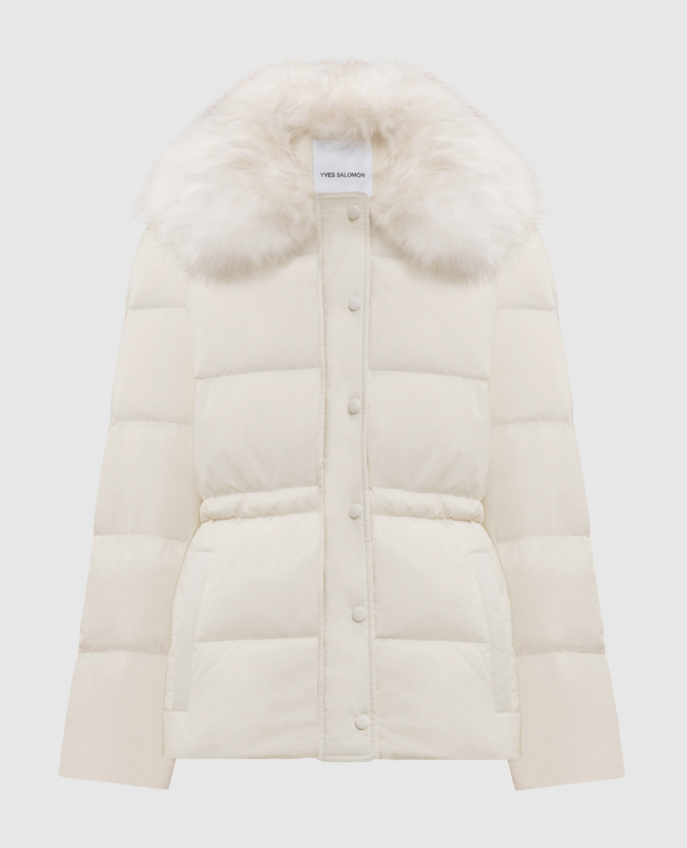Ivory down jacket with fur