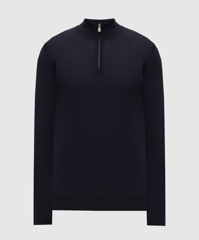Navy blue wool and cashmere jumper