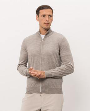 Brunello Cucinelli Gray cashmere cardigan with zipper M2400106