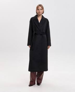 Twinset Black double-breasted coat with wool 262AP2140