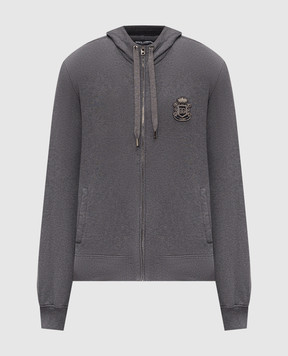 Dolce&Gabbana Grey track jacket with monogram logo patch G9BGDZG7PZT