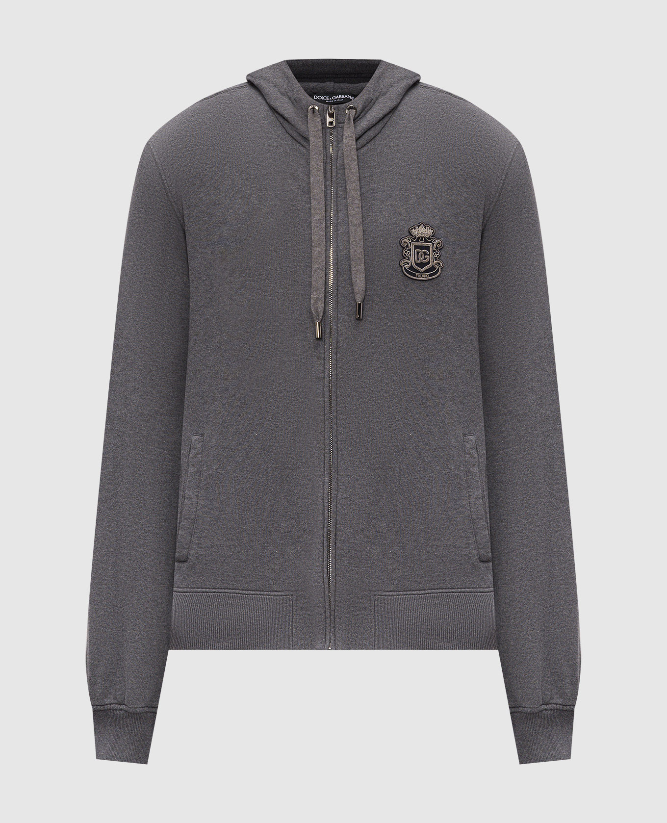 Grey track jacket with monogram logo patch