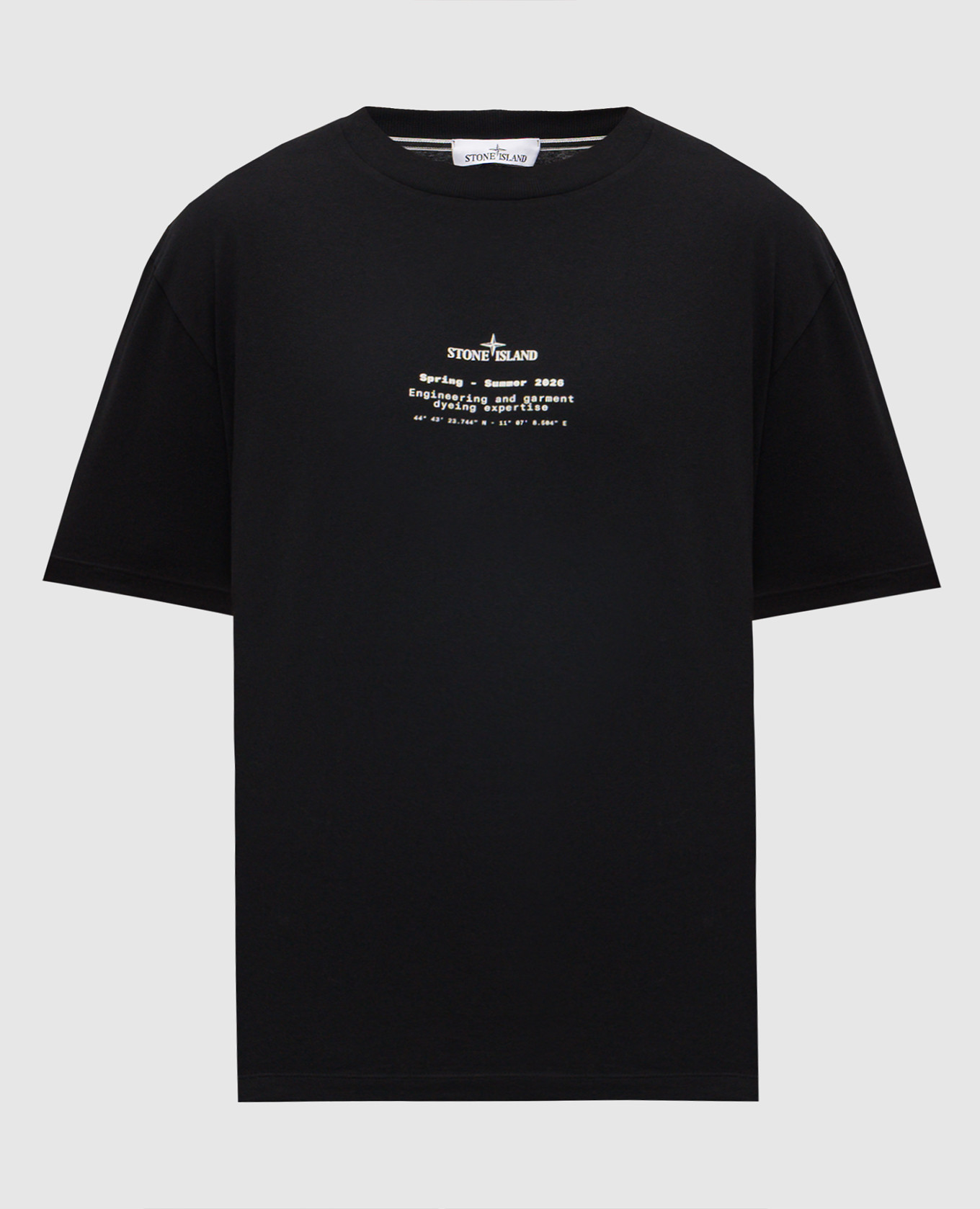 

Black t-shirt with logo print Stone Island, Blue