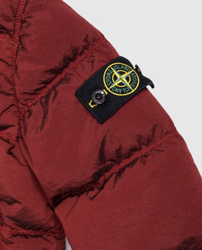 Stone Island Children's burgundy down jacket with logo patch L2S164100006S001914