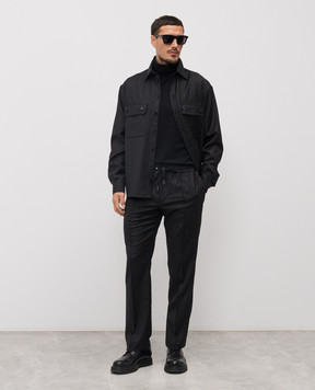 Dolce&Gabbana Black striped wool shirt G5OG7TFR2ZX