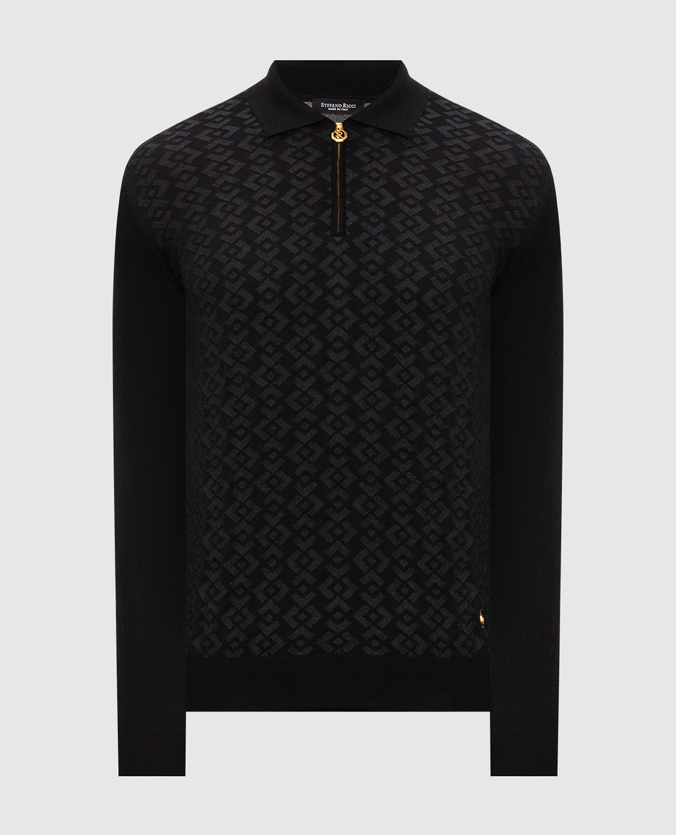 Black cashmere and silk polo shirt