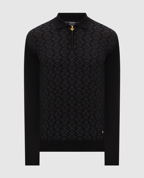 Stefano Ricci Black cashmere and silk polo shirt K808110P30F26375