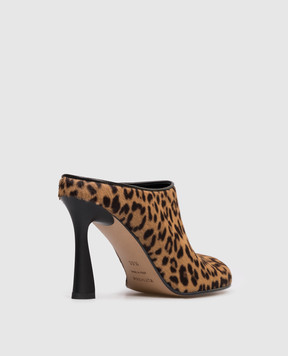 Premiata Brown leather mules in animal print M7162