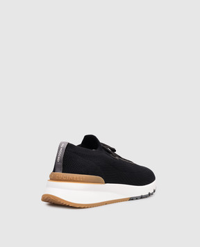 Brunello Cucinelli Black sneakers with textured logo MZUPMBO252