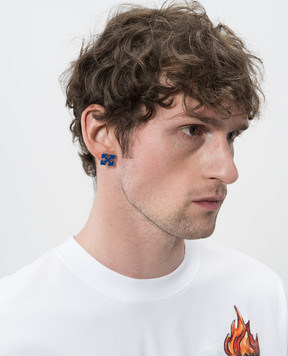 Off-White Blue Arrow emblem-shaped mono earring OMOD11YS26MET001