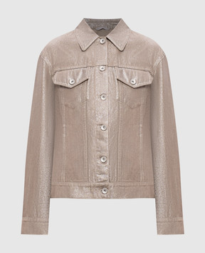 Brunello Cucinelli Beige denim jacket with lurex ML1097328P