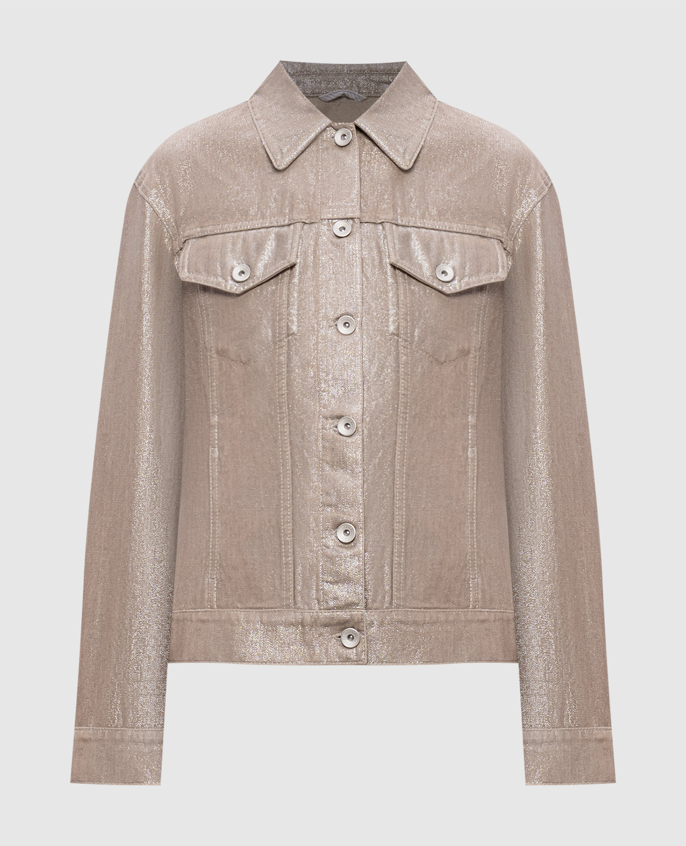 Chaqueta vaquera beige con lúrex