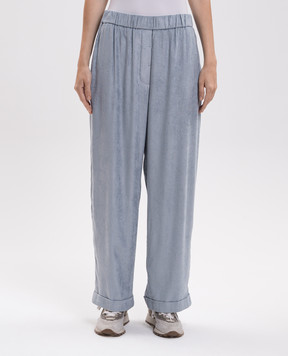 Peserico Blue corduroy pants with lapels A0403602246