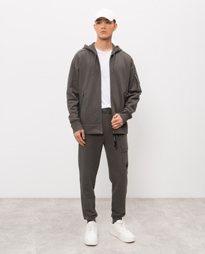 C.P. Company Khaki joggers with logo patch MSP717A005086W